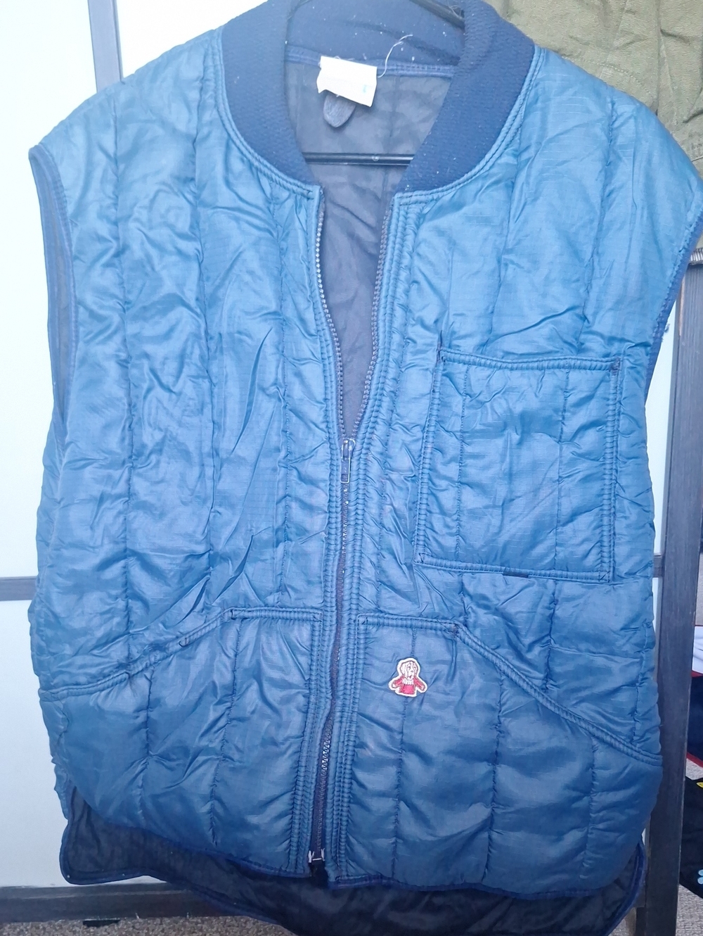 Quilted Navy Blue Sleeveless Puffer Vest